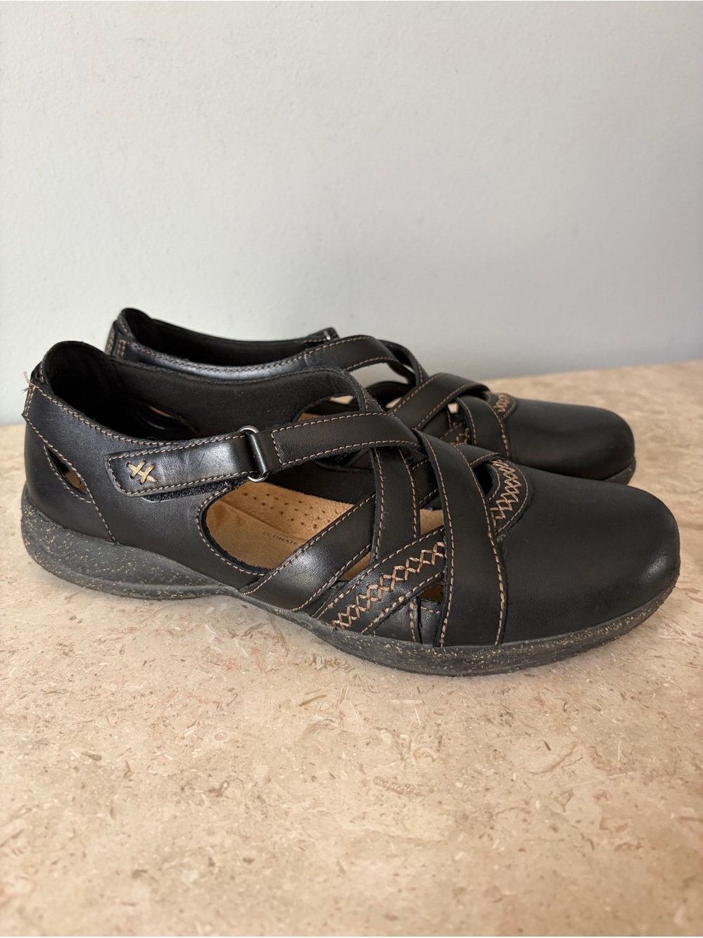 Clarks Shoes Roseville Step Black Leather Mary Jane Womens Size 9M Comfort